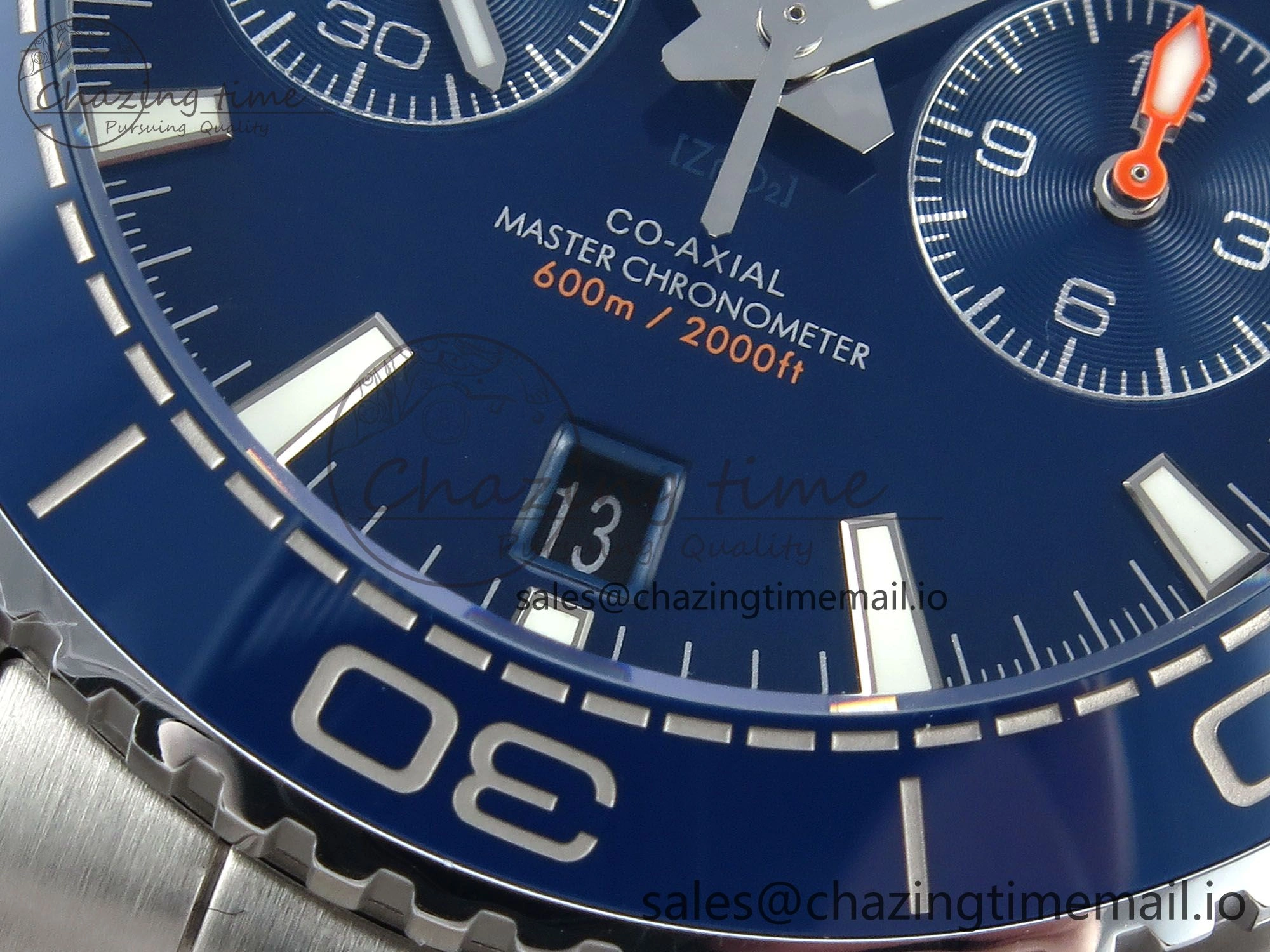 Attractive Planet Ocean Master Chronometer 600M 45.5mm SS SCF 1:1 Best Edition Blue Bezel Blue Dial on SS Bracelet A9900 Super Clone 7676