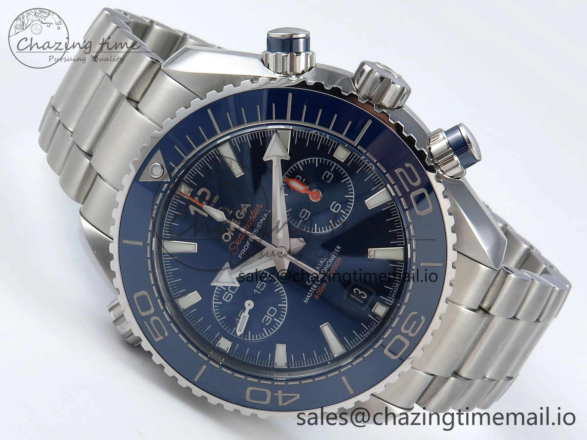 Attractive Planet Ocean Master Chronometer 600M 45.5mm SS SCF 1:1 Best Edition Blue Bezel Blue Dial on SS Bracelet A9900 Super Clone 7676