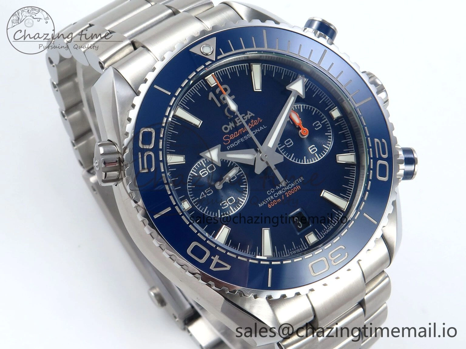 Attractive Planet Ocean Master Chronometer 600M 45.5mm SS SCF 1:1 Best Edition Blue Bezel Blue Dial on SS Bracelet A9900 Super Clone 7676