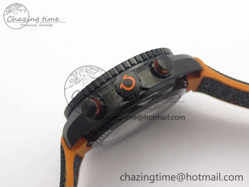 Planet Ocean Master Chronometer Chrono DLC OM 1:1 Best Edition Black Dial On Nylon Strap A Sustainable 8103