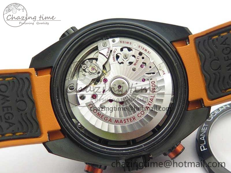 Planet Ocean Master Chronometer Chrono DLC OM 1:1 Best Edition Black Dial On Nylon Strap A Sustainable 8103