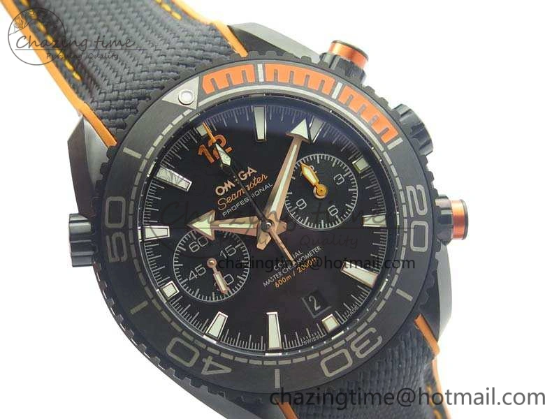 Planet Ocean Master Chronometer Chrono DLC OM 1:1 Best Edition Black Dial On Nylon Strap A Sustainable 8103