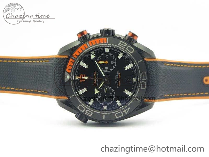 Planet Ocean Master Chronometer Chrono DLC OM 1:1 Best Edition Black Dial On Nylon Strap A Sustainable 8103