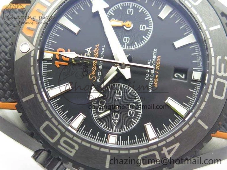 Planet Ocean Master Chronometer Chrono DLC OM 1:1 Best Edition Black Dial On Nylon Strap A Sustainable 8103