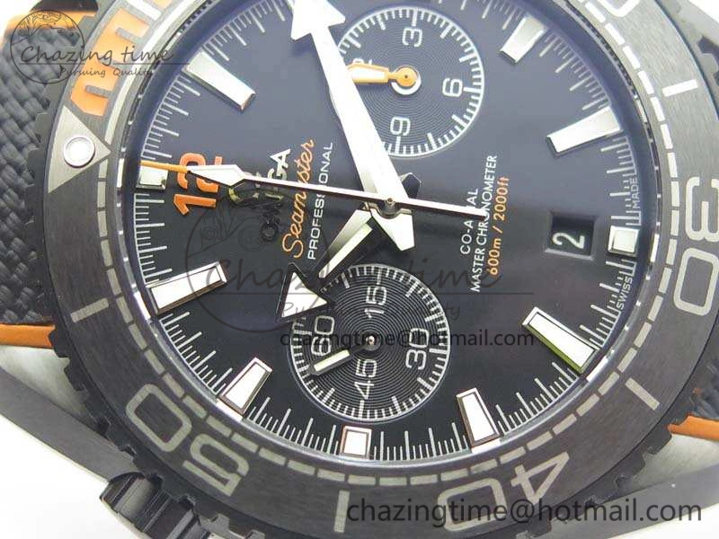 Planet Ocean Master Chronometer Chrono DLC OM 1:1 Best Edition Black Dial On Nylon Strap A Sustainable 8103