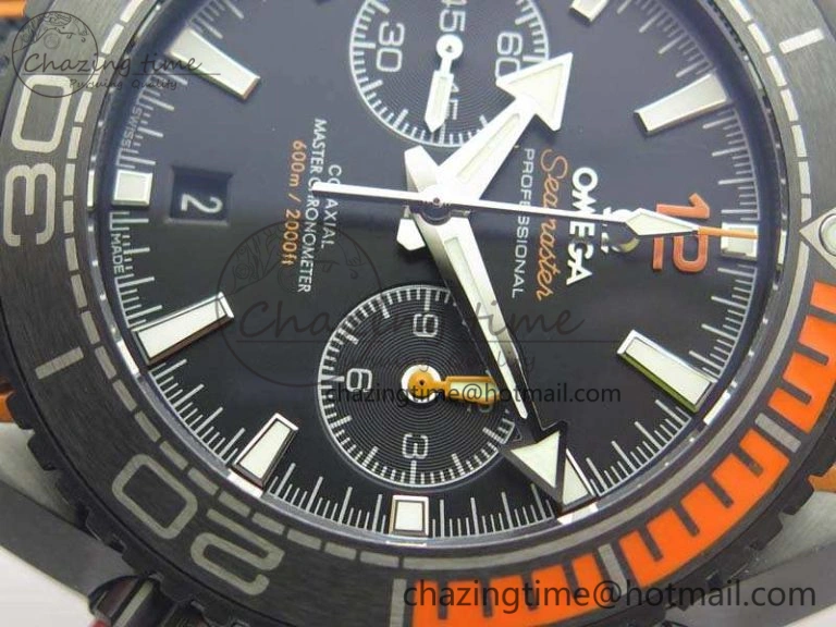 Planet Ocean Master Chronometer Chrono DLC OM 1:1 Best Edition Black Dial On Nylon Strap A Sustainable 8103