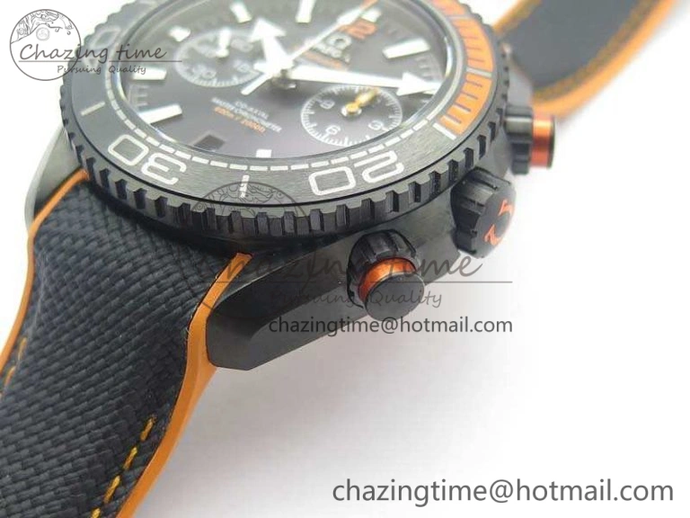 Planet Ocean Master Chronometer Chrono DLC OM 1:1 Best Edition Black Dial On Nylon Strap A Sustainable 8103