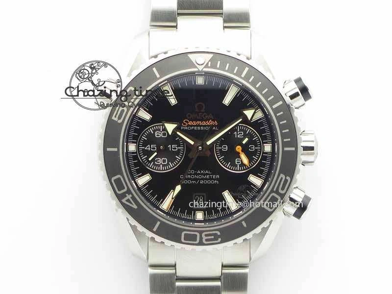 Planet Ocean Master Chronometer Chrono SS OM 1:1 Best Edition Black On SS Bracelet A Neat 8154
