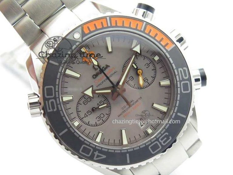 Planet Ocean Master Chronometer Chrono SS OM 1:1 Best Edition Gray Dial On SS Bracelet A Unisex 8180