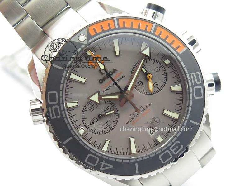 Planet Ocean Master Chronometer Chrono SS OM 1:1 Best Edition Gray Dial On SS Bracelet A Unisex 8180