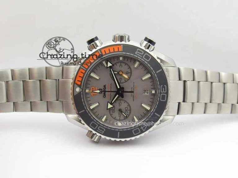 Planet Ocean Master Chronometer Chrono SS OM 1:1 Best Edition Gray Dial On SS Bracelet A Unisex 8180