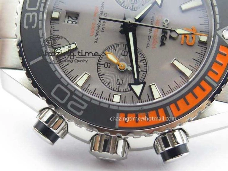 Planet Ocean Master Chronometer Chrono SS OM 1:1 Best Edition Gray Dial On SS Bracelet A Unisex 8180