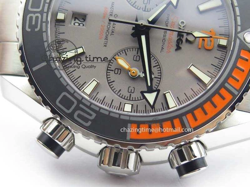 Planet Ocean Master Chronometer Chrono SS OM 1:1 Best Edition Gray Dial On SS Bracelet A Unisex 8180