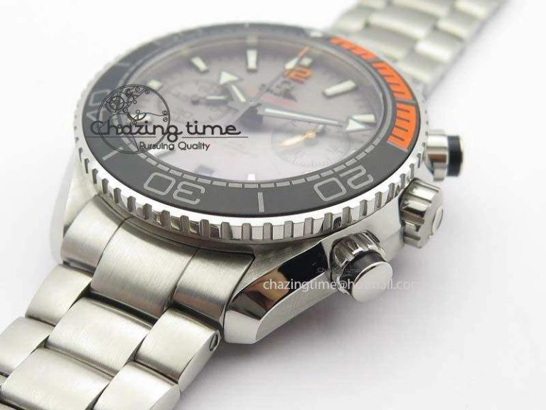 Planet Ocean Master Chronometer Chrono SS OM 1:1 Best Edition Gray Dial On SS Bracelet A Unisex 8180