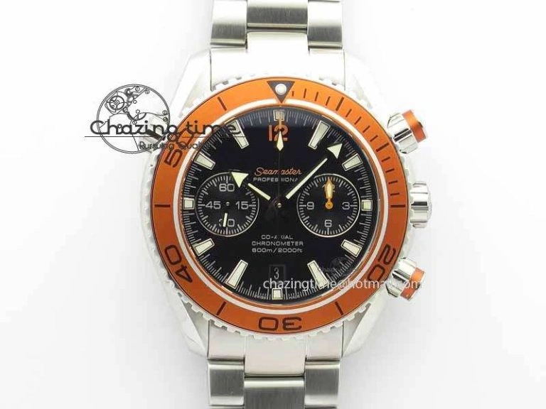 Planet Ocean Master Chronometer Chrono SS OM 1:1 Best Edition Orange On SS Bracelet A WrinkleFree 8156