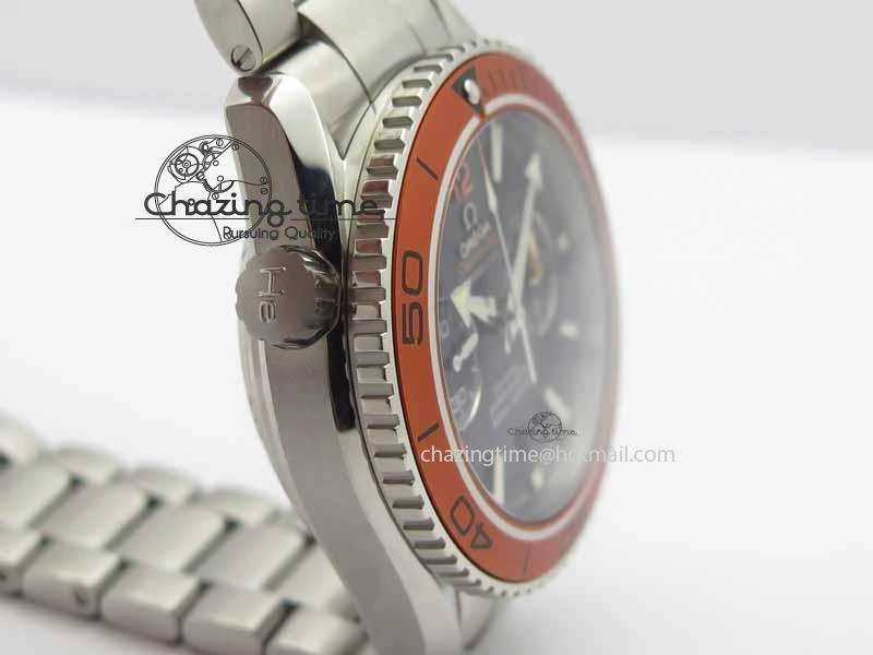Planet Ocean Master Chronometer Chrono SS OM 1:1 Best Edition Orange On SS Bracelet A WrinkleFree 8156