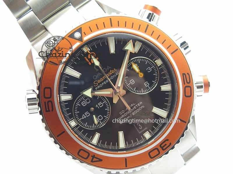 Planet Ocean Master Chronometer Chrono SS OM 1:1 Best Edition Orange On SS Bracelet A WrinkleFree 8156