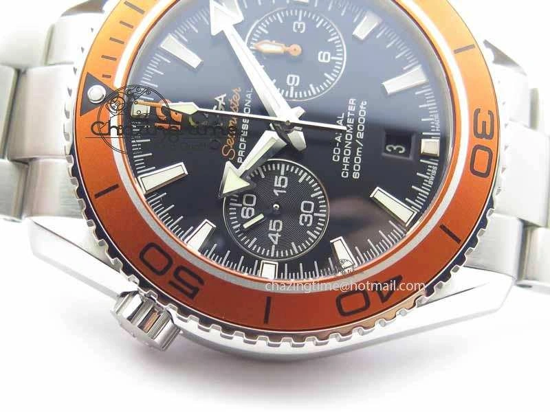 Planet Ocean Master Chronometer Chrono SS OM 1:1 Best Edition Orange On SS Bracelet A WrinkleFree 8156