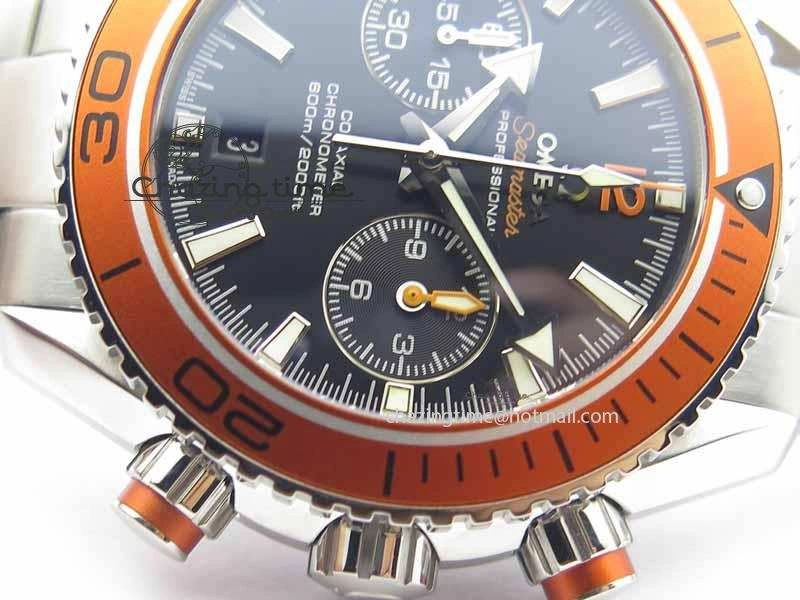Planet Ocean Master Chronometer Chrono SS OM 1:1 Best Edition Orange On SS Bracelet A WrinkleFree 8156