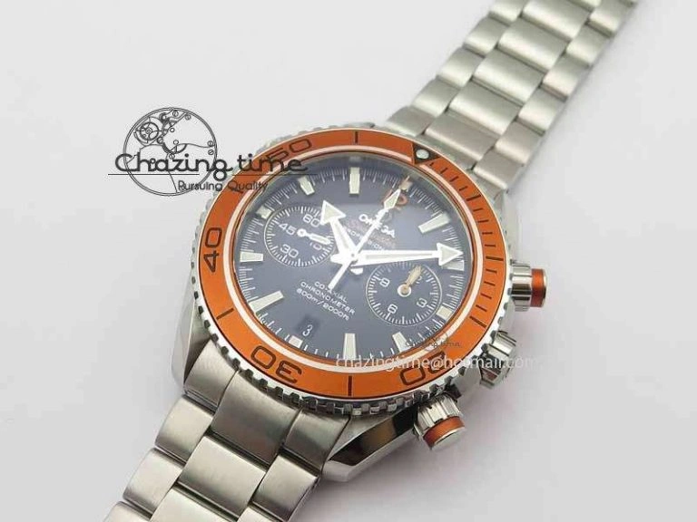 Planet Ocean Master Chronometer Chrono SS OM 1:1 Best Edition Orange On SS Bracelet A WrinkleFree 8156