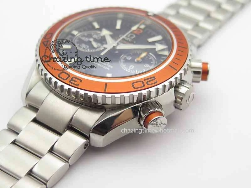 Planet Ocean Master Chronometer Chrono SS OM 1:1 Best Edition Orange On SS Bracelet A WrinkleFree 8156