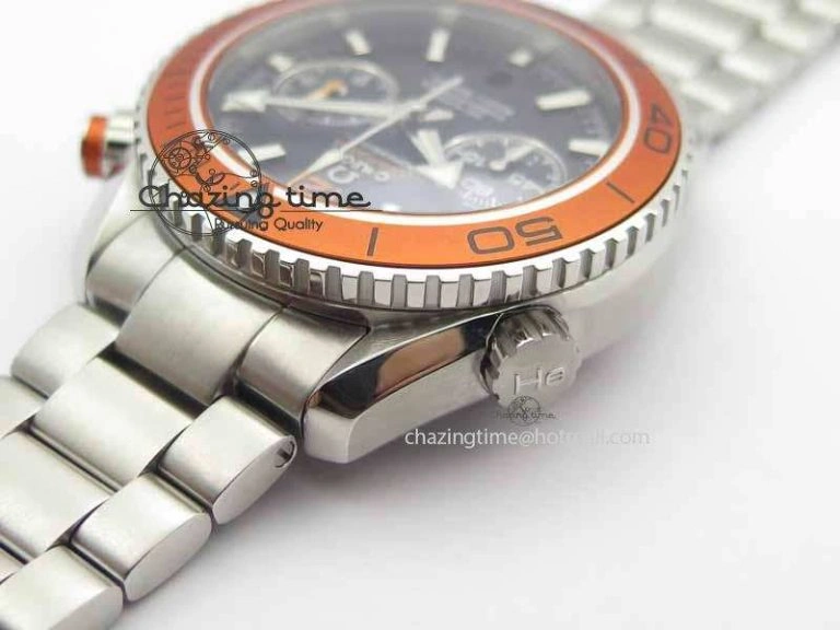 Planet Ocean Master Chronometer Chrono SS OM 1:1 Best Edition Orange On SS Bracelet A WrinkleFree 8156