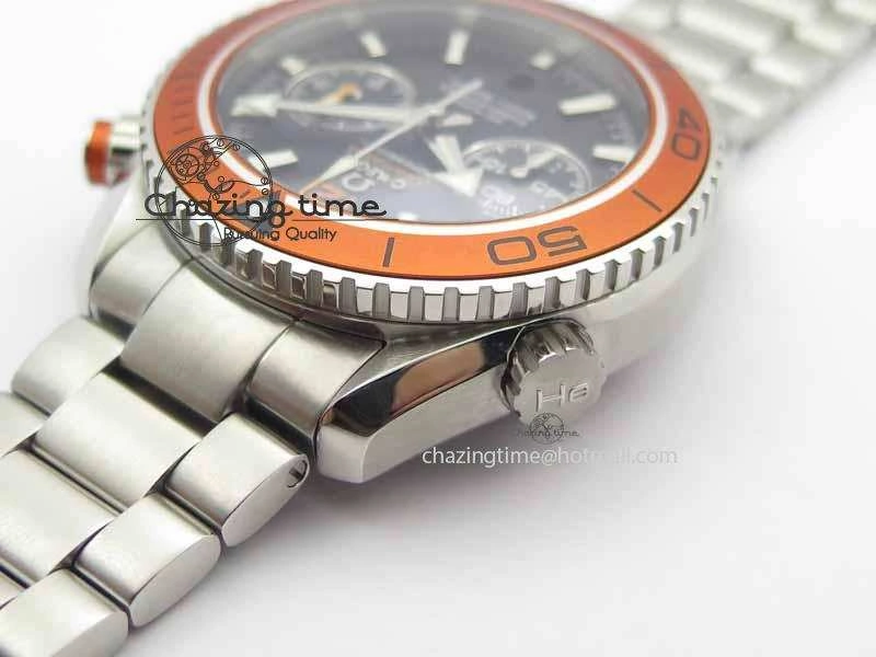 Planet Ocean Master Chronometer Chrono SS OM 1:1 Best Edition Orange On SS Bracelet A WrinkleFree 8156