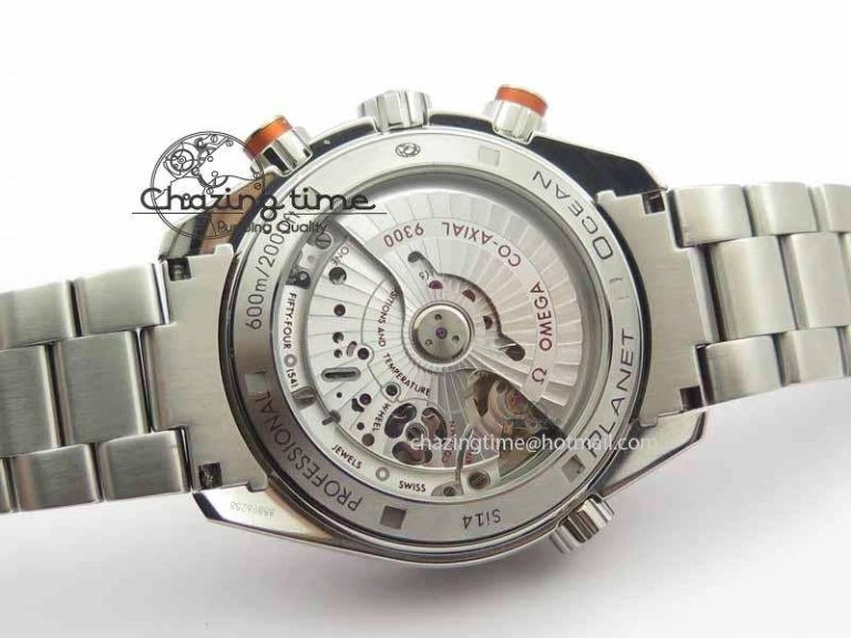 Planet Ocean Master Chronometer Chrono SS OM 1:1 Best Edition Orange On SS Bracelet A WrinkleFree 8156