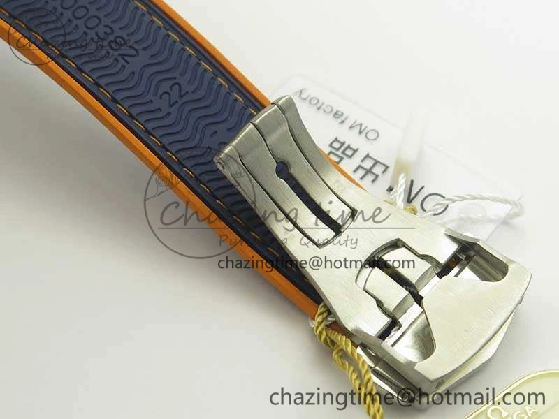 Planet Ocean Master Chronometer OMF SS Blue Orange Bezel White Dial On Nylon Strap A9900 (Black Balance Wheel) V Resilient 8081