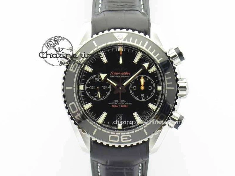 WellDesigned Planet Ocean Master Chronometer SS OM 1:1 Best Edition Black Dial On Leather Strap A 8173