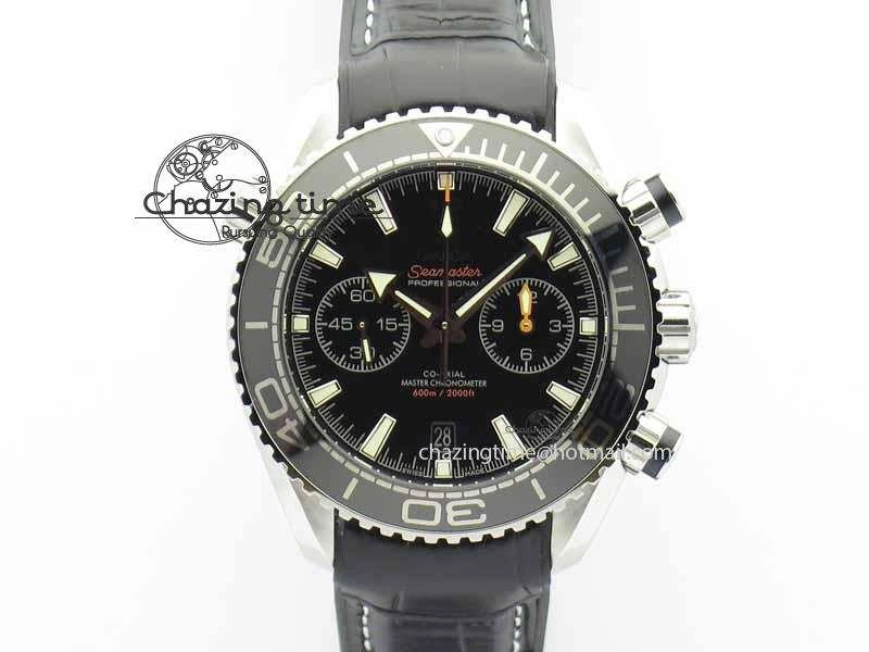 WellDesigned Planet Ocean Master Chronometer SS OM 1:1 Best Edition Black Dial On Leather Strap A 8173