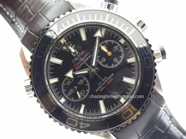 WellDesigned Planet Ocean Master Chronometer SS OM 1:1 Best Edition Black Dial On Leather Strap A 8173