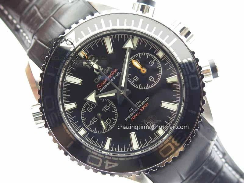 WellDesigned Planet Ocean Master Chronometer SS OM 1:1 Best Edition Black Dial On Leather Strap A 8173