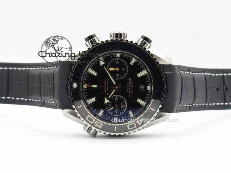 WellDesigned Planet Ocean Master Chronometer SS OM 1:1 Best Edition Black Dial On Leather Strap A 8173