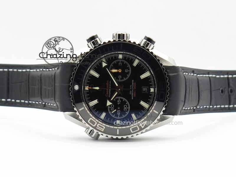 WellDesigned Planet Ocean Master Chronometer SS OM 1:1 Best Edition Black Dial On Leather Strap A 8173