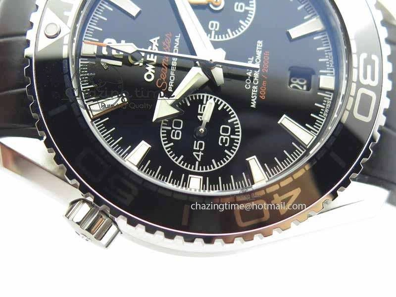 WellDesigned Planet Ocean Master Chronometer SS OM 1:1 Best Edition Black Dial On Leather Strap A 8173