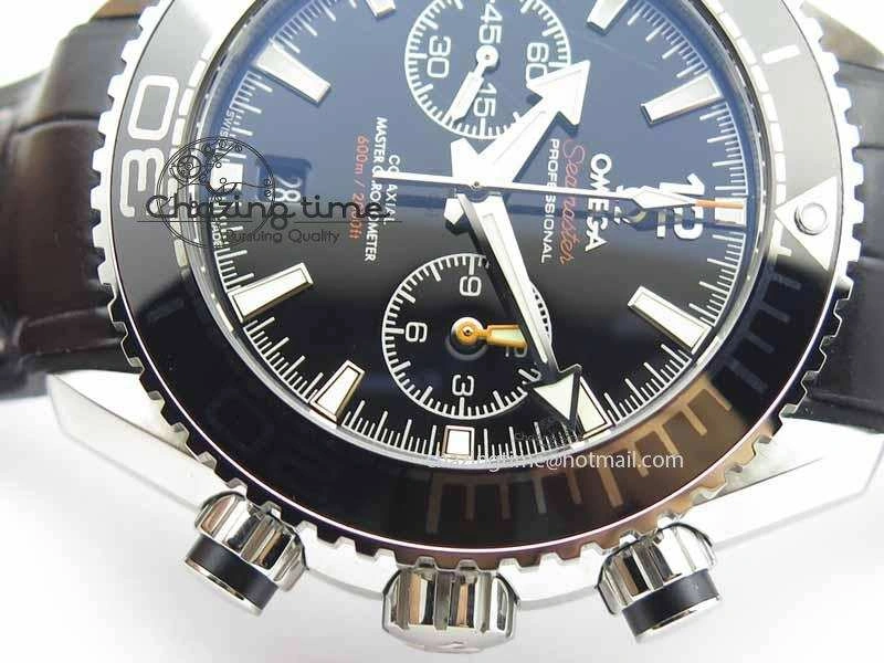 WellDesigned Planet Ocean Master Chronometer SS OM 1:1 Best Edition Black Dial On Leather Strap A 8173
