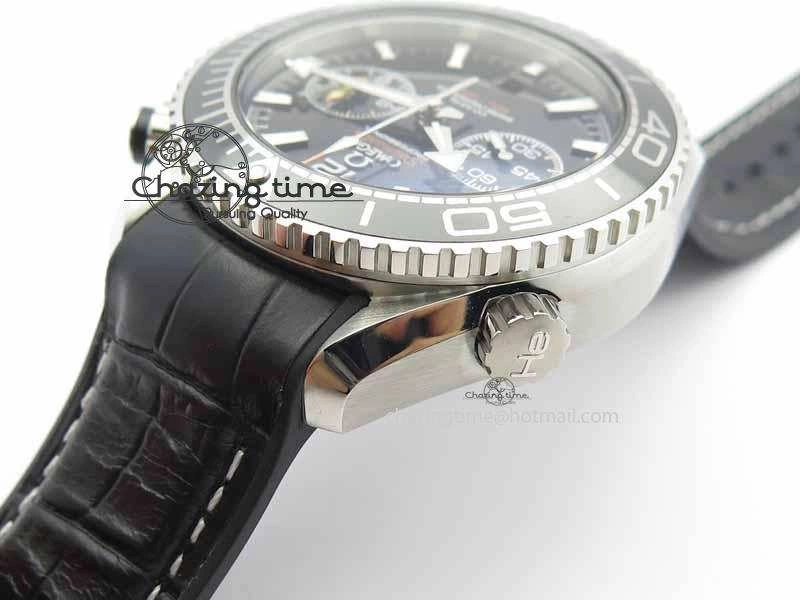 WellDesigned Planet Ocean Master Chronometer SS OM 1:1 Best Edition Black Dial On Leather Strap A 8173