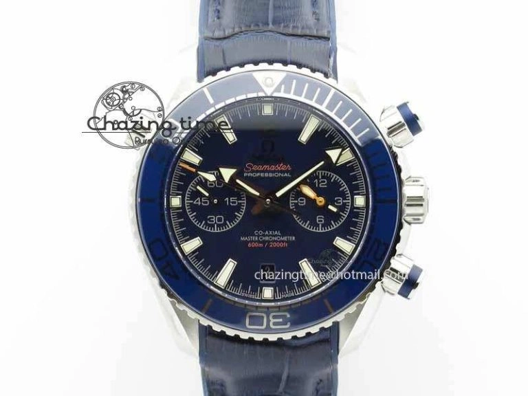 Affordable Planet Ocean Master Chronometer SS OM 1:1 Best Edition Blue Dial On Leather Strap A 8176