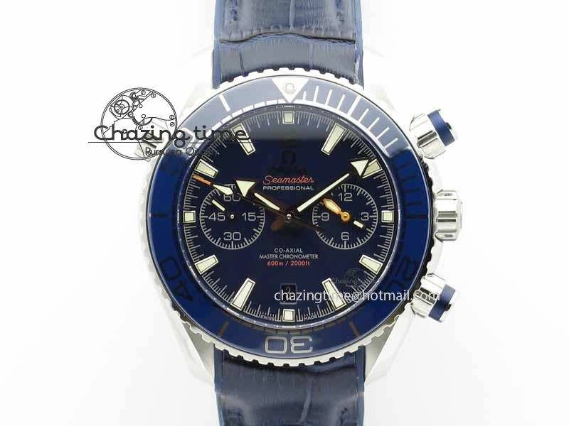 Affordable Planet Ocean Master Chronometer SS OM 1:1 Best Edition Blue Dial On Leather Strap A 8176