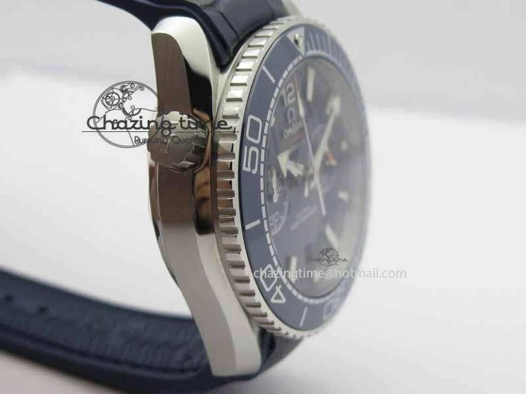 Affordable Planet Ocean Master Chronometer SS OM 1:1 Best Edition Blue Dial On Leather Strap A 8176