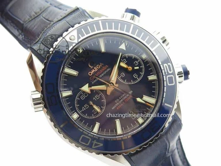 Affordable Planet Ocean Master Chronometer SS OM 1:1 Best Edition Blue Dial On Leather Strap A 8176