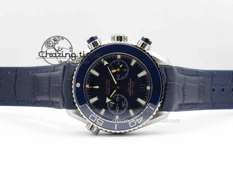 Affordable Planet Ocean Master Chronometer SS OM 1:1 Best Edition Blue Dial On Leather Strap A 8176