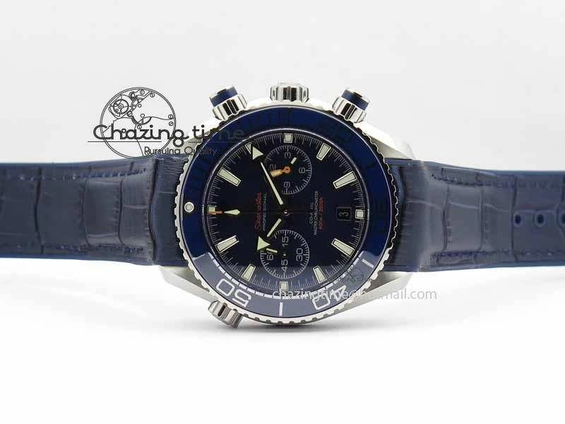 Affordable Planet Ocean Master Chronometer SS OM 1:1 Best Edition Blue Dial On Leather Strap A 8176