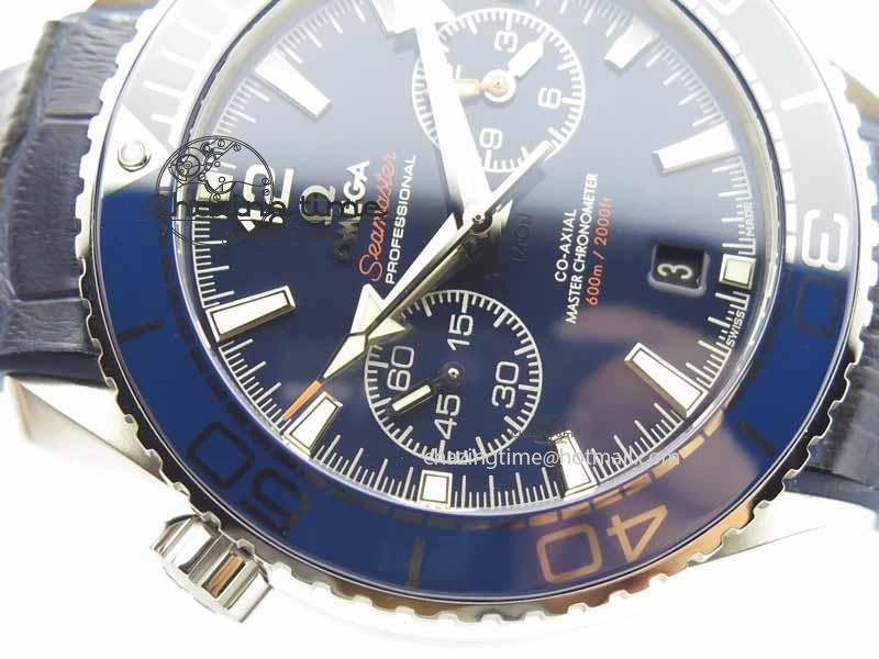Affordable Planet Ocean Master Chronometer SS OM 1:1 Best Edition Blue Dial On Leather Strap A 8176