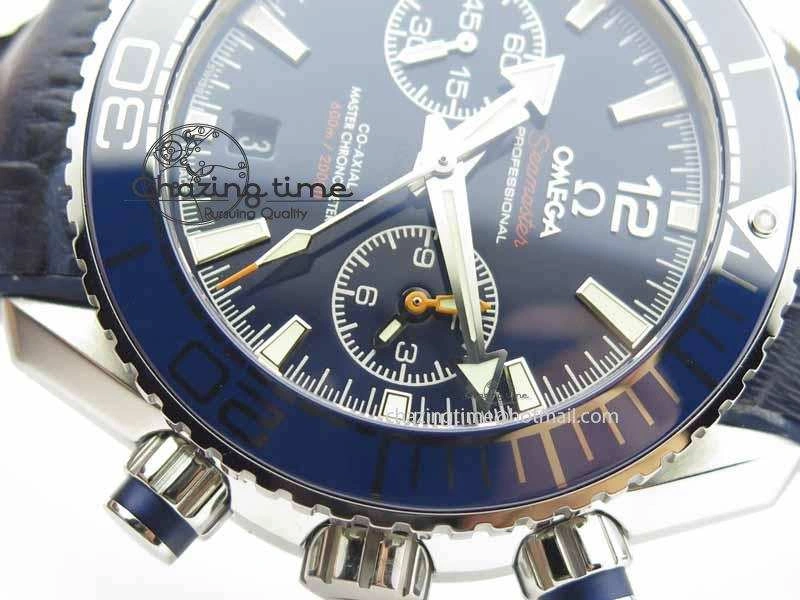Affordable Planet Ocean Master Chronometer SS OM 1:1 Best Edition Blue Dial On Leather Strap A 8176