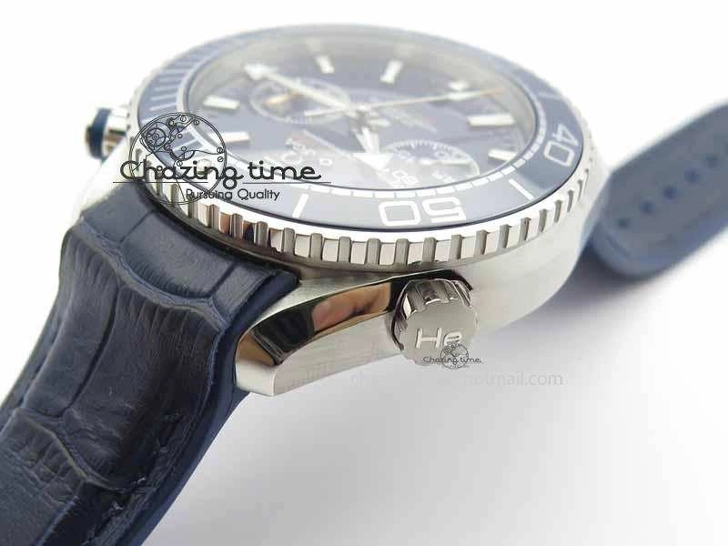 Affordable Planet Ocean Master Chronometer SS OM 1:1 Best Edition Blue Dial On Leather Strap A 8176