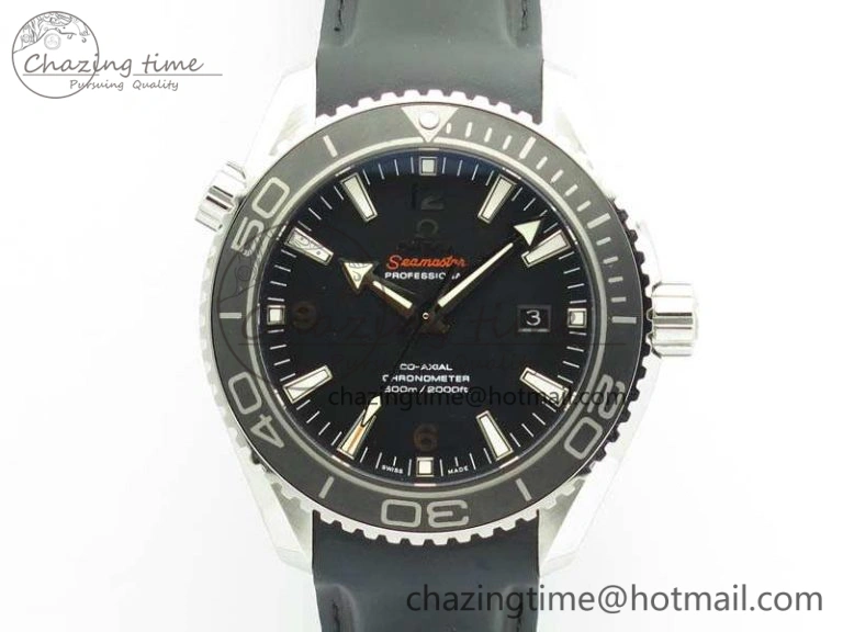 Planet Ocean Pro Ceramic Bezel 45mm 1:1 OMF Best Edition On Rubber Strap A8500 (Black Balance Wheel) NewStyle 8136