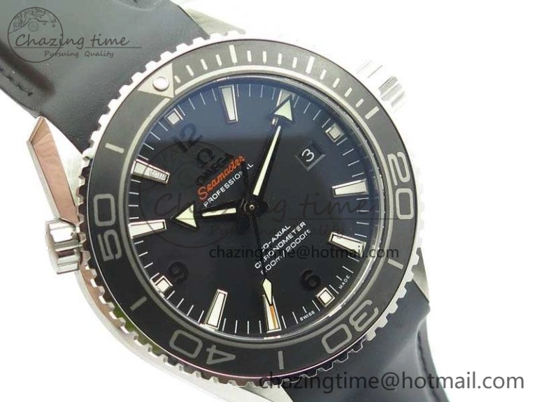 Planet Ocean Pro Ceramic Bezel 45mm 1:1 OMF Best Edition On Rubber Strap A8500 (Black Balance Wheel) NewStyle 8136