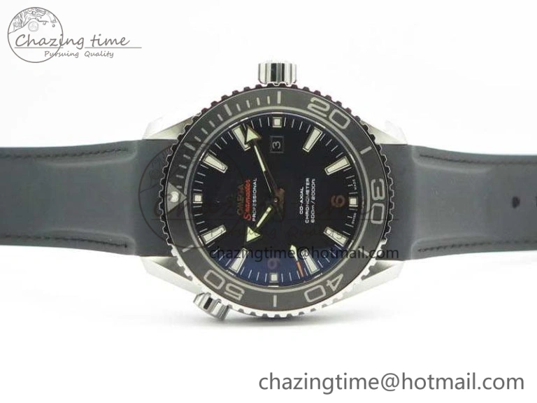Planet Ocean Pro Ceramic Bezel 45mm 1:1 OMF Best Edition On Rubber Strap A8500 (Black Balance Wheel) NewStyle 8136